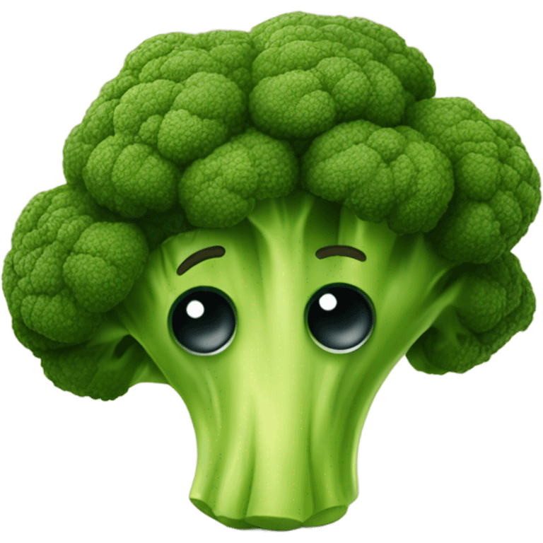 A sad broccoli with downcast eyes and a trembling lip looks upset, as if saying goodbye. emoji