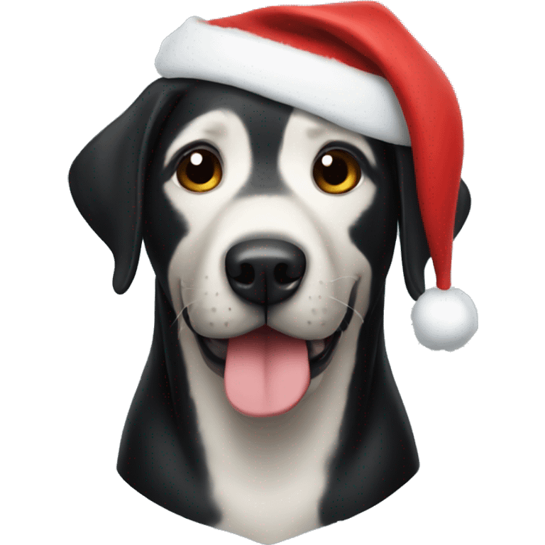 Black lab wearing a Santa hat  emoji