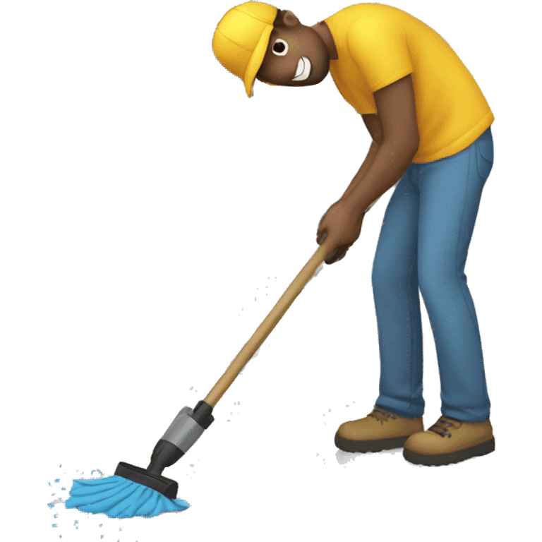 man cleaning driveway emoji