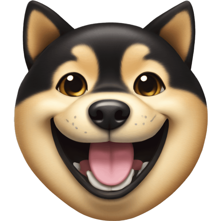 black shiba inu face | grinning face with big eyes | mouth | open | smile emoji