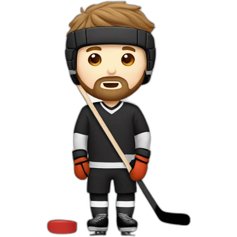 average white guy with a beard attempts to play hockey emoji