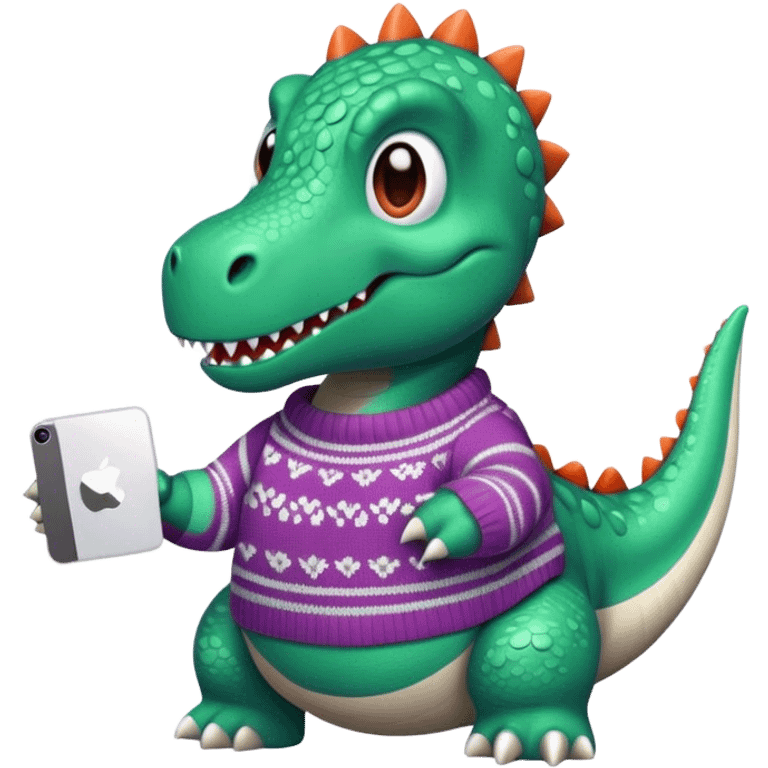 Dinosaur wearing a knit sweater  emoji