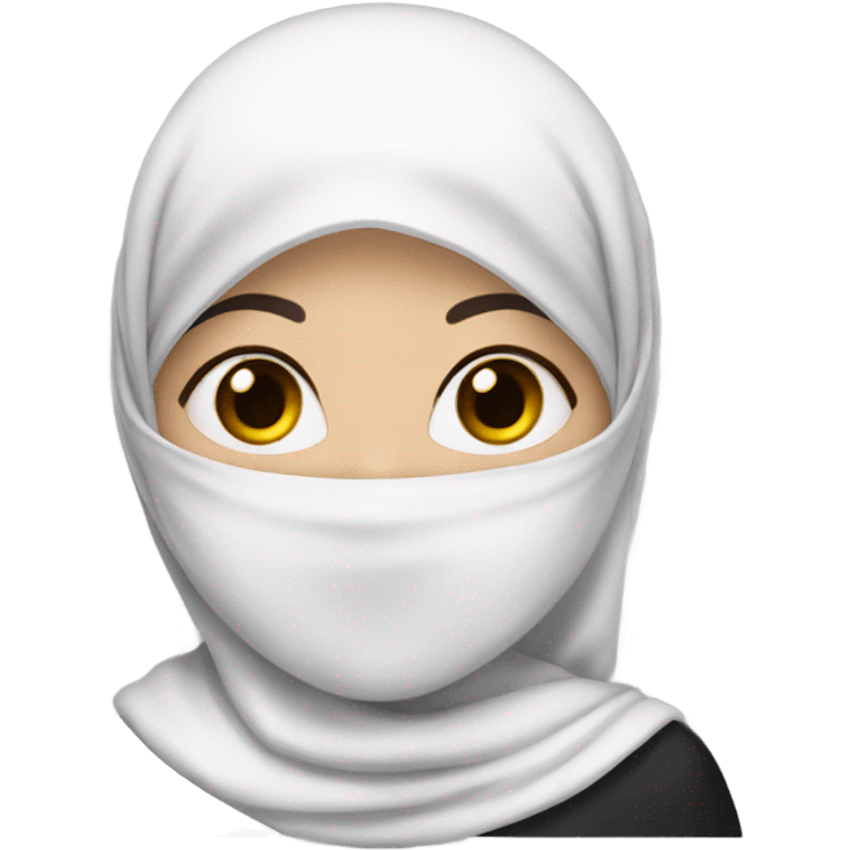 Girl with black hijab, dark eyes and white skin emoji