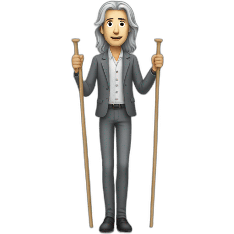 Grey long haired man on stilts emoji