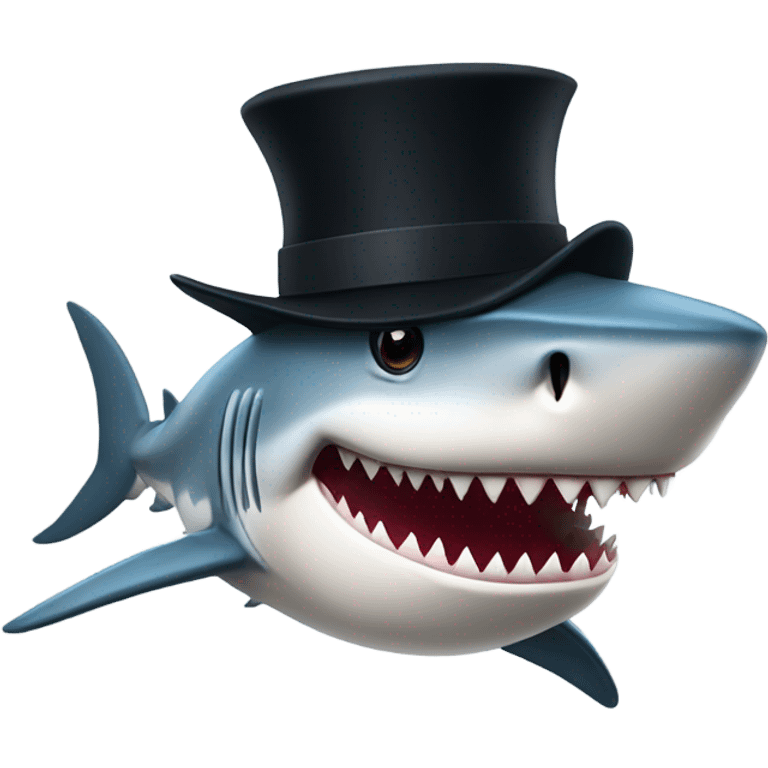 Shark with a top hat emoji