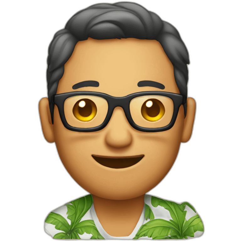 person wearing glasses alohashirt is holding beer emoji