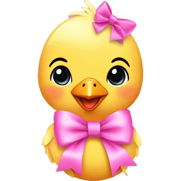 Baby chicken with pink bow emoji