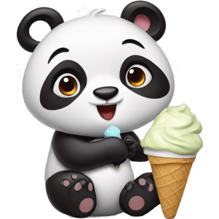 Panda eating ice cream emoji