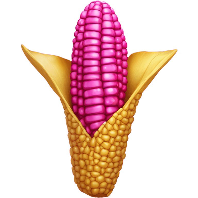 Hot pink corn on the Cobb with glitter  emoji