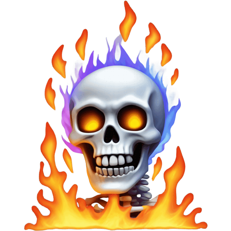 Awesome fiery skeleton emoji