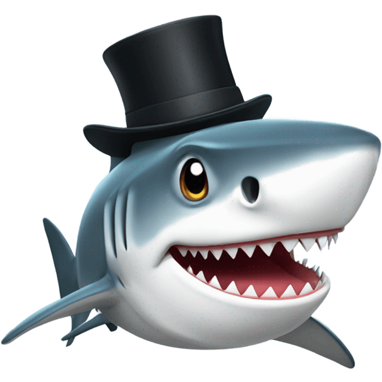 Shark with a top hat emoji