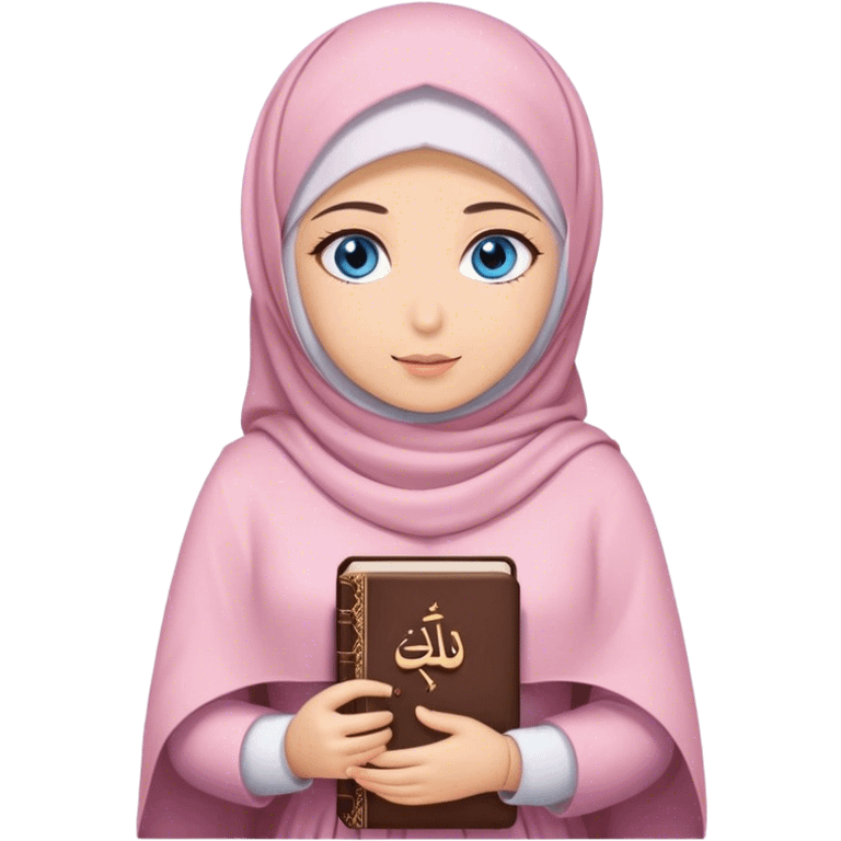 Turkish beautiful finish Konya girl blue eyes with hijab and Sakura dress have Quran  emoji