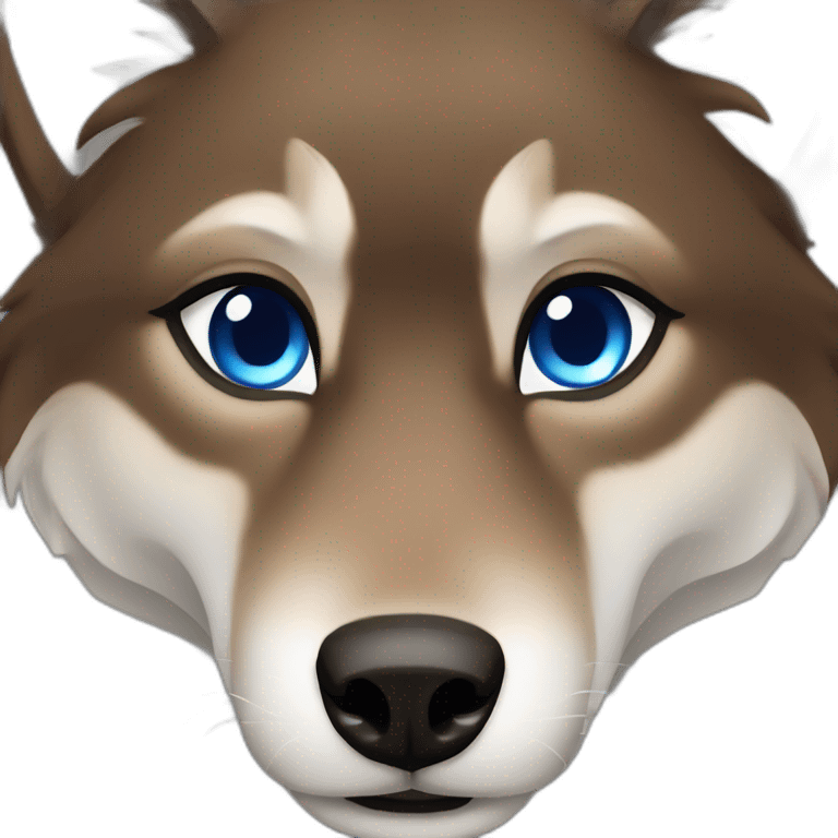 Brown female wolf blue eyes  emoji