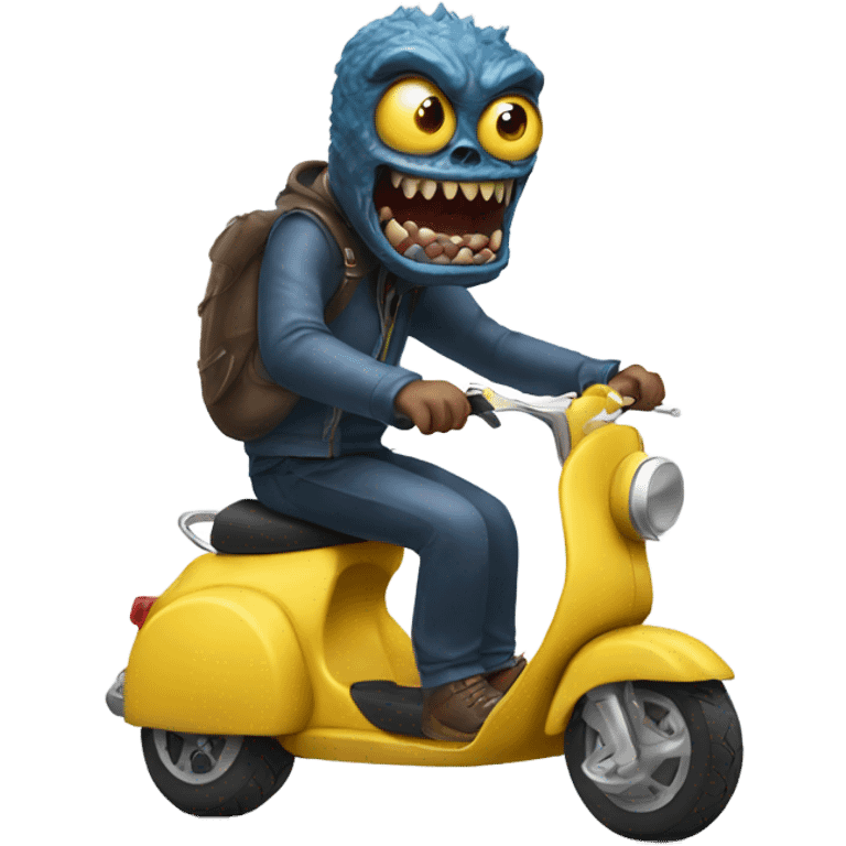 Monster riding a scooter emoji