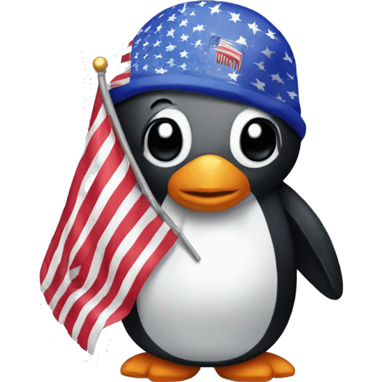 penguin with american flag fur emoji