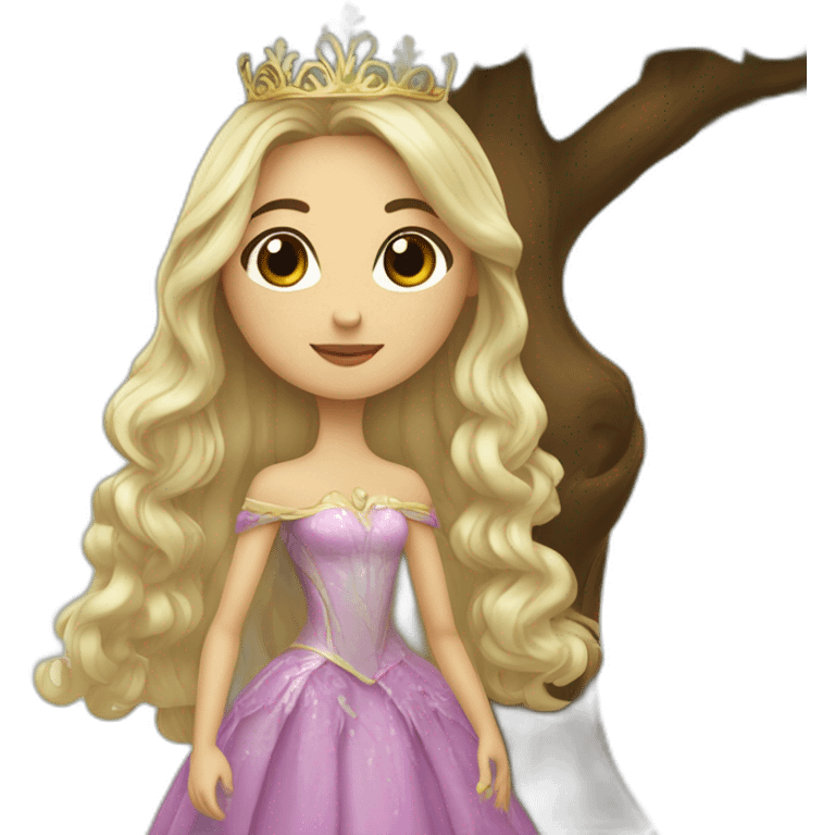 Princesa del bosque con piel de arbol emoji