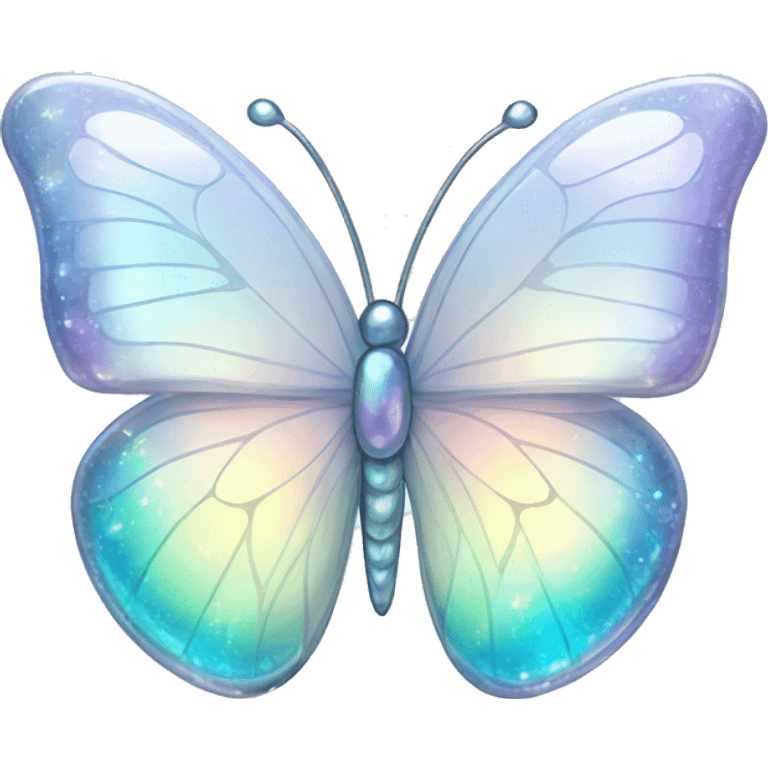 Sparkly glossy Pastel white iridescent glass crystal butterfly emoji