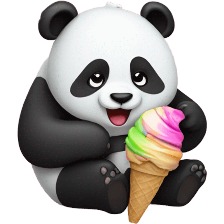 Panda eating ice cream emoji