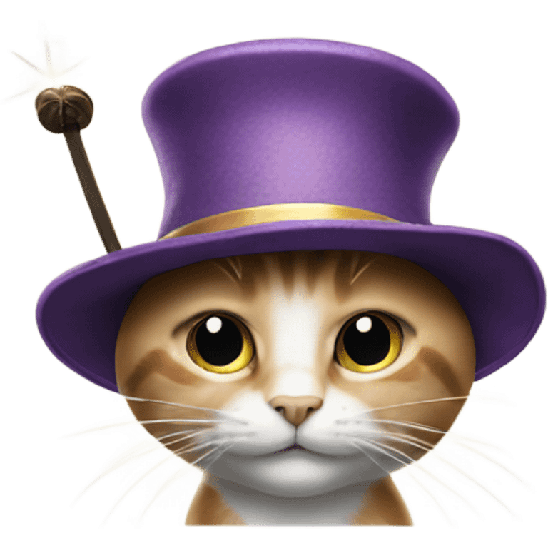 A cat in a hat with a magic wand  emoji