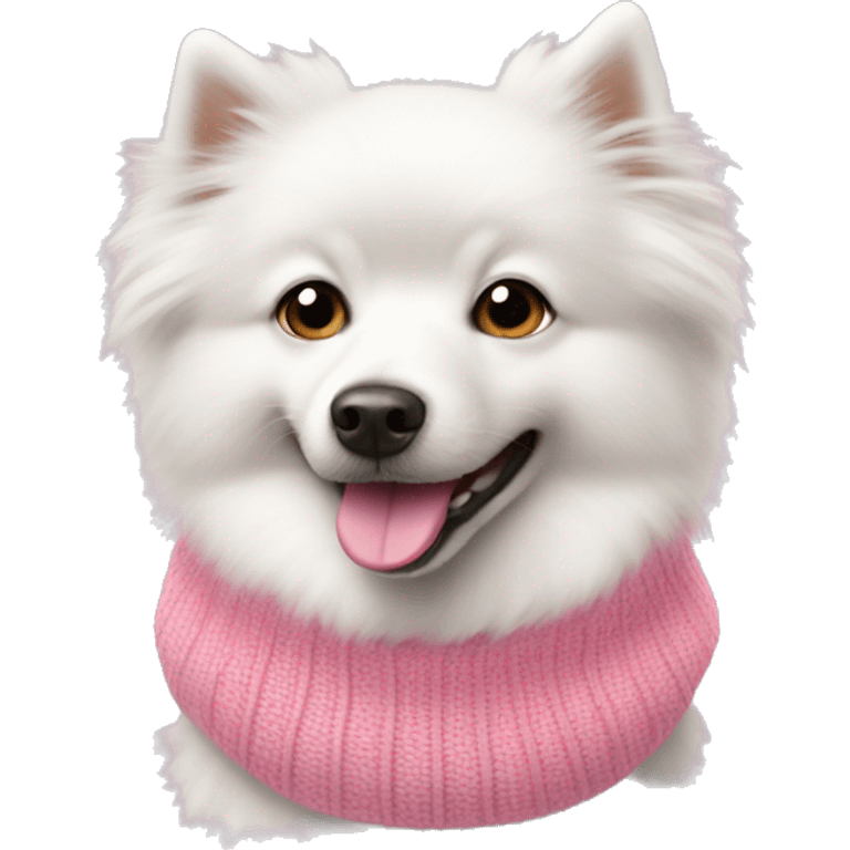 white spitz wearing pink sweater  emoji