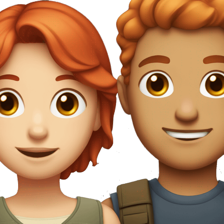 Girl with red hair and her boy friend  emoji