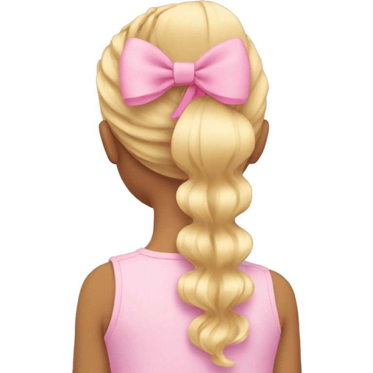 blonde open hair from behind with a pastel pink bow emoji