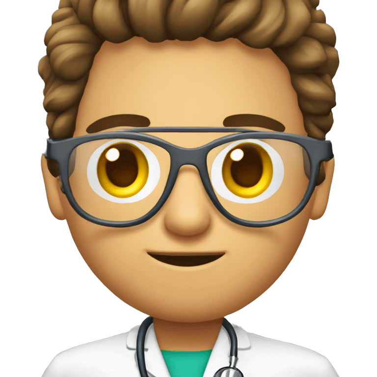 medico grisalho com oculos e  estetoscopio emoji