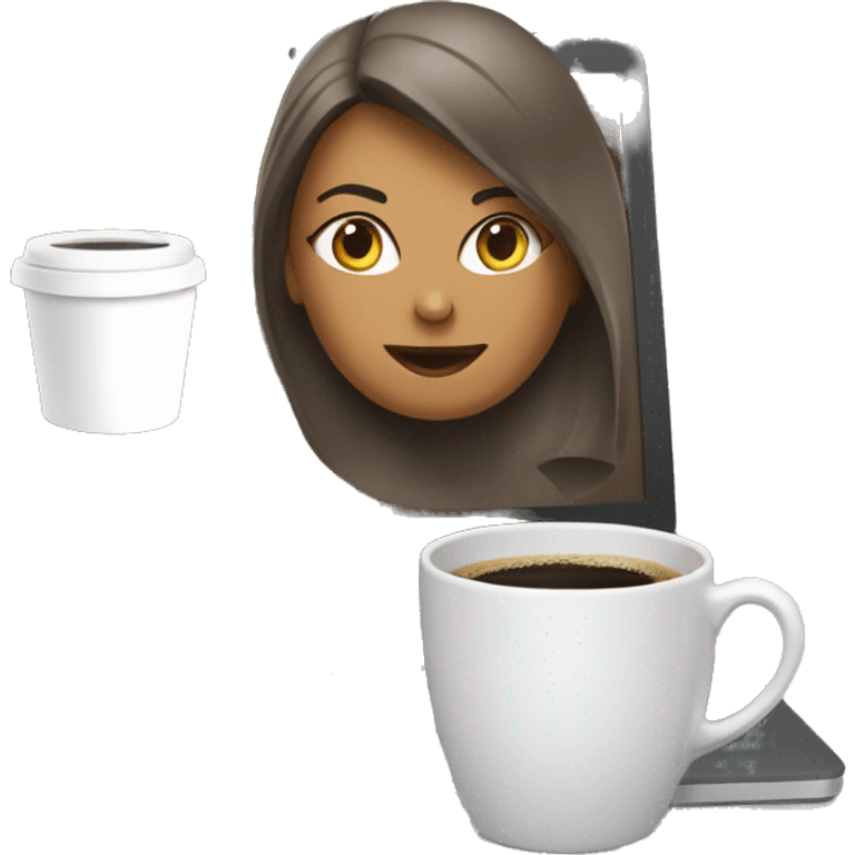 Women’s laptop and coffee cup  emoji