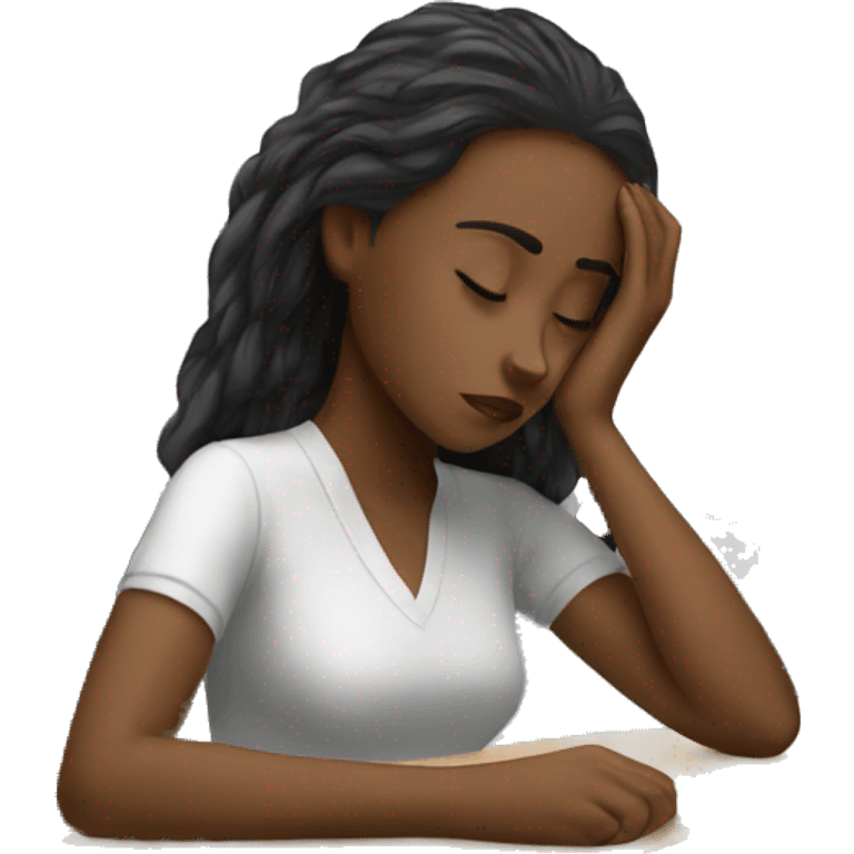 girl Tired at desk emoji