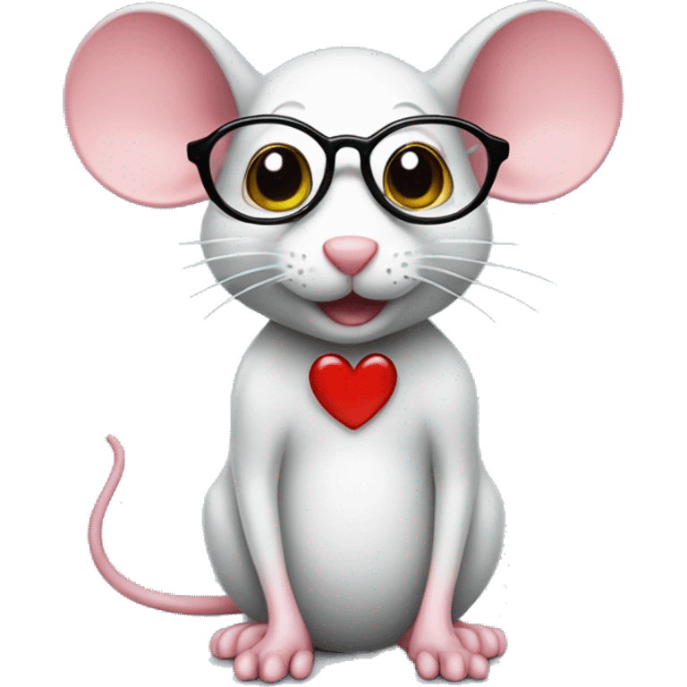 cutie mouse with hearts and nerd emoji glasses and teet emoji