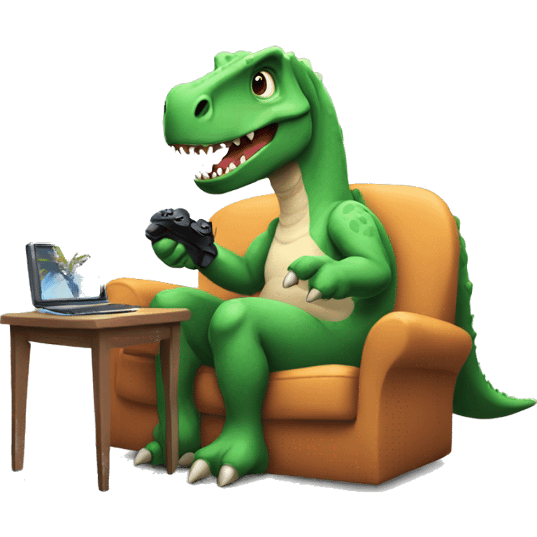 Dinosaur playing video games emoji