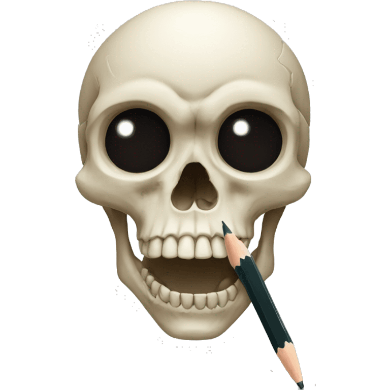 Skull with 3 eyes and a pencil emoji