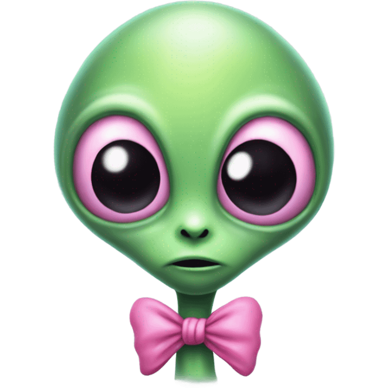 Alien with pink bow emoji