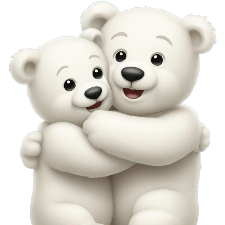 Happy White teddy bears hugging emoji