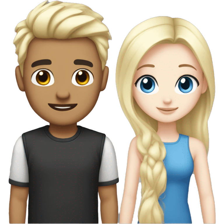 blonde hair and blue eyes girl and black hair with pale skin boyfriend emoji