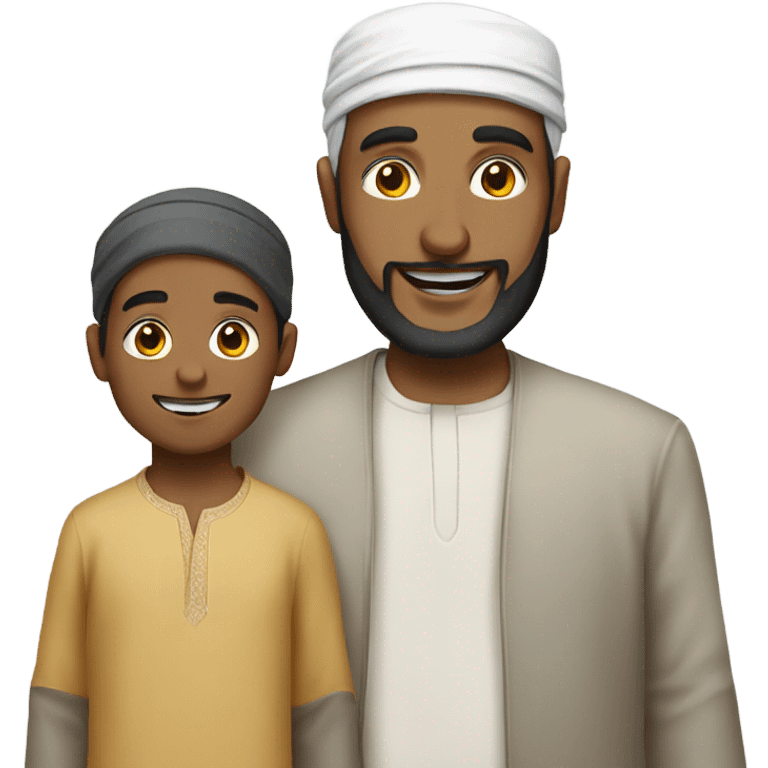 Two muslim men with kid emoji