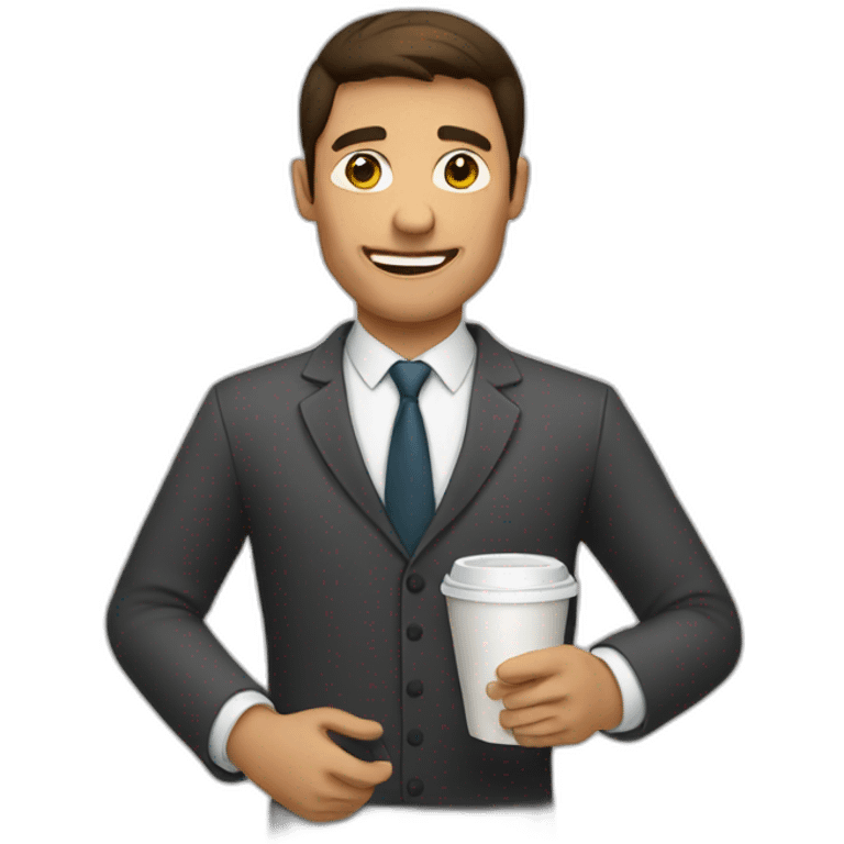 A male holding coffee cup emoji