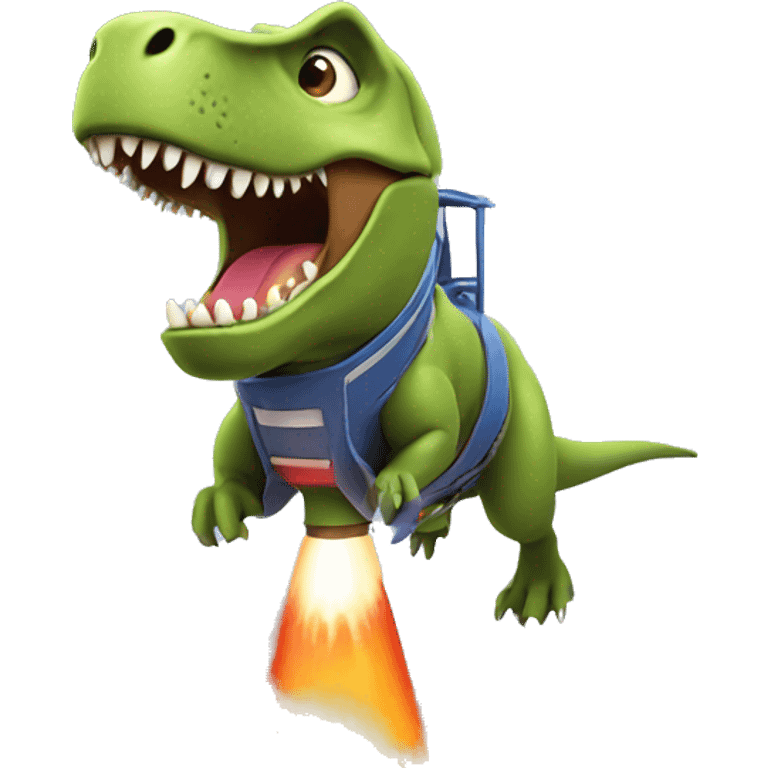 Trex riding rocket emoji