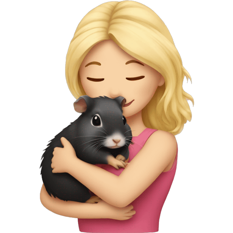 Blonde Woman hugging a guineapig emoji