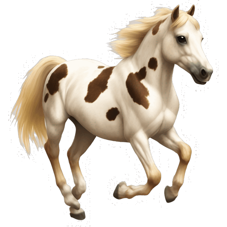 Scruffy scarred scratched scratches scratch scars Piebald tricolor palomino yellow brown palomino pony with dark brown spots galloping running emoji