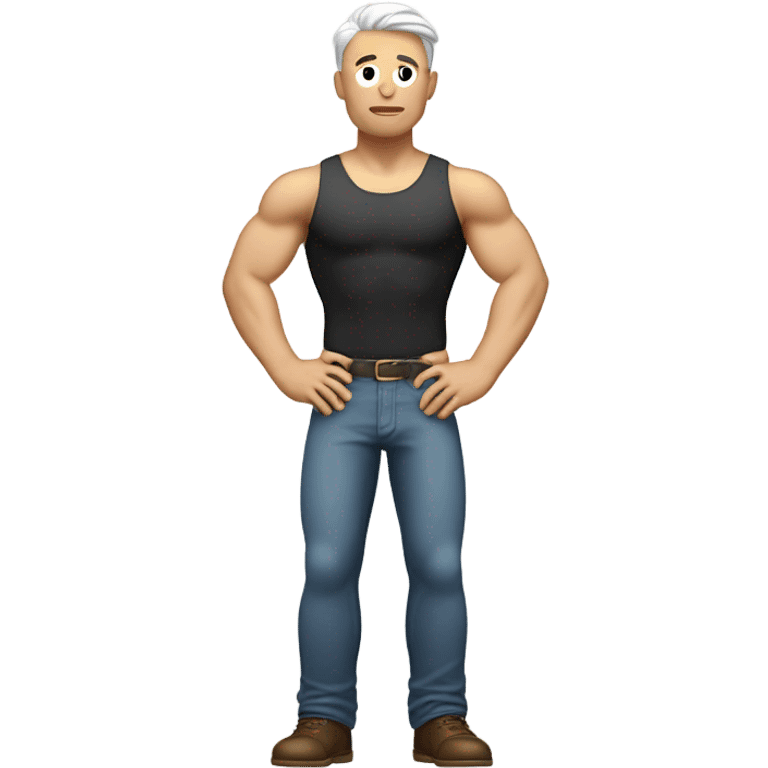 muscle white man figure hands behind your head front view emoji