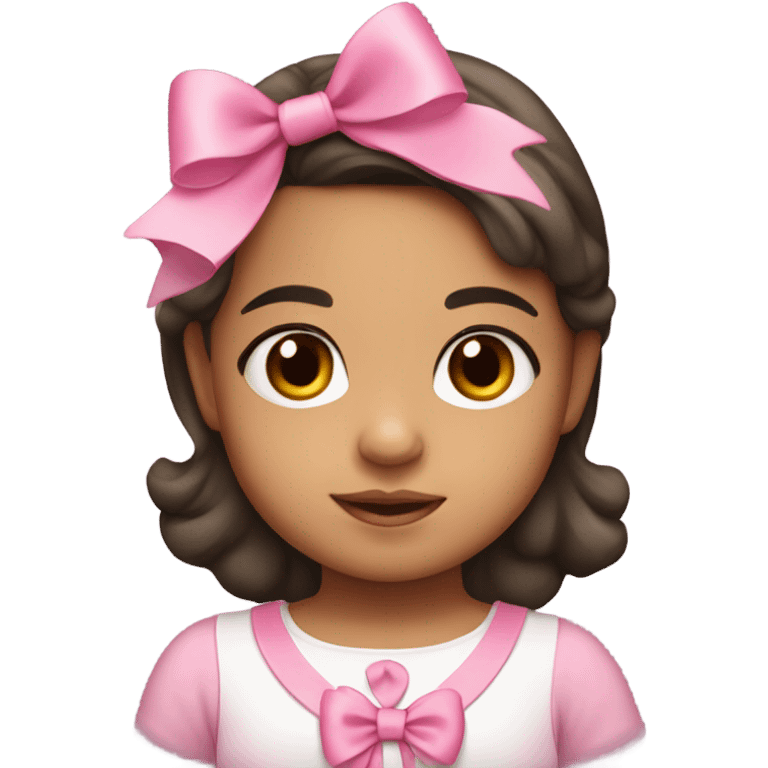 Hispanic toddler girl with pink bow  emoji