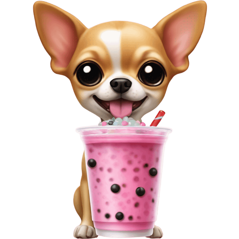 Chiuauaha drinking boba tea emoji