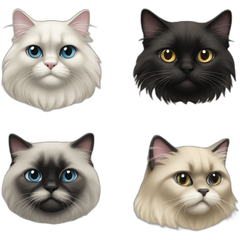 1 himalayan cat with one grey and black cat emoji