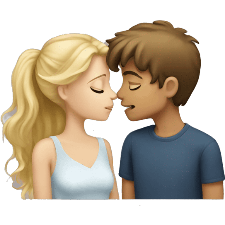 Brown haired boy kissing blonde girl emoji