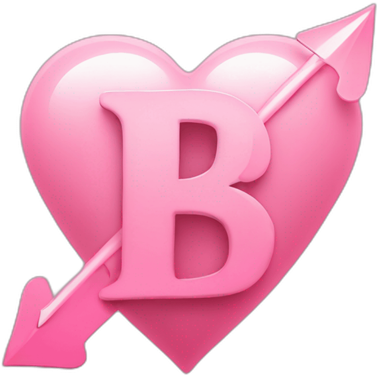 Arrow going through a love heart in the shape of the letter B light pink emoji