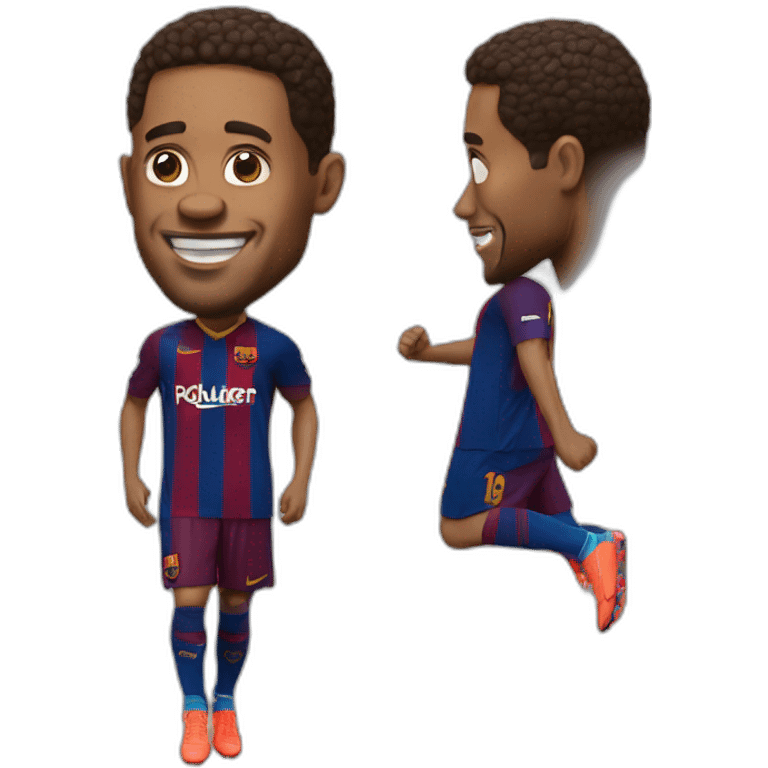 barcelona player jumping big head emoji