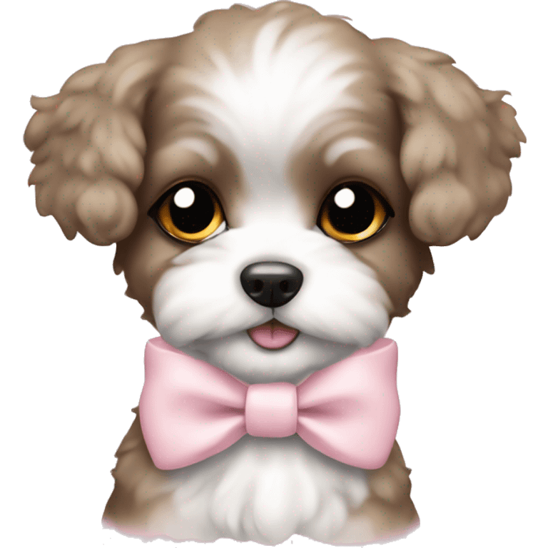 schichon puppy with pale pink bow emoji