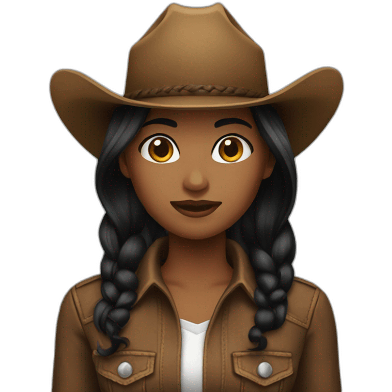 cowgirl straight black hair emoji