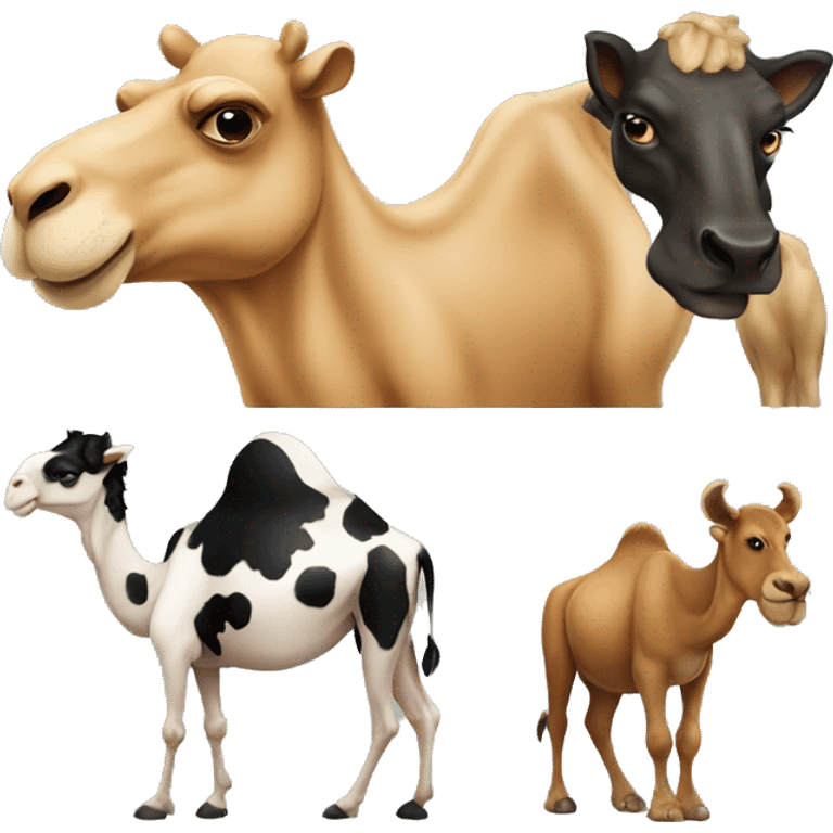 Camel, cow and panther  emoji